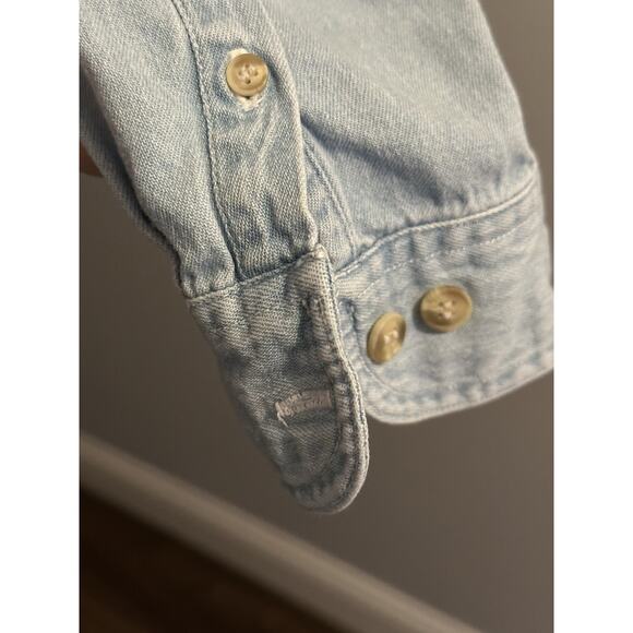 VTG Pro Edge Mens XL Chicago Bulls Basketball Denim Blue Jean Button Down Shirt - Picture 6 of 6